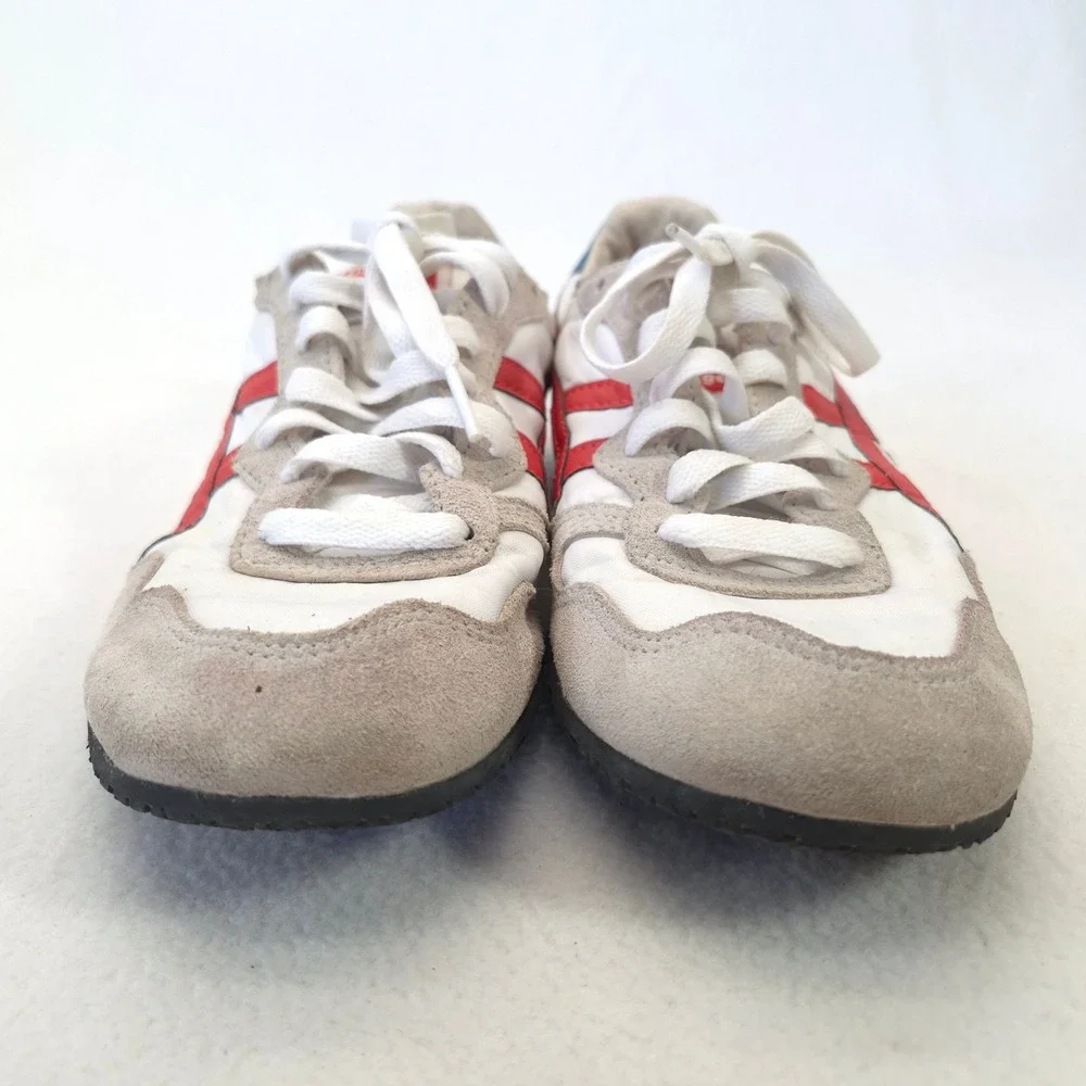 Onitsuka Tiger Serrano White Red Leather Suede Sneakers Mens 5 Womens 6.5